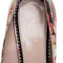 Pre Owned Gucci Multicolor Floral Printed Leather Blooms Pumps Size 37