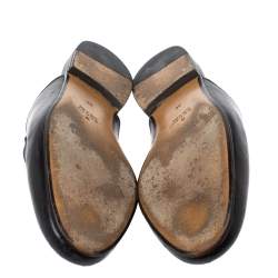 Pre Owned Gucci Black Leather Princetown Horsebit Flat Mules Size 36