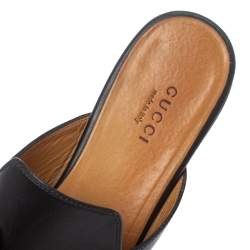 Pre Owned Gucci Black Leather Princetown Horsebit Flat Mules Size 36