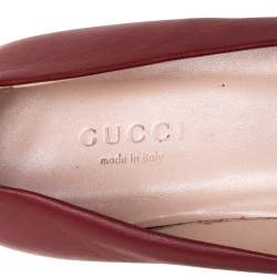 مملوكة مسبقًا Gucci Red Leather Horsebit Ballet Flats Size 36.5