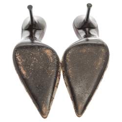 مملوكة مسبقًا حذاء سلايد غوتشي حلقة حرف دي مقدمة مدببة كانفاس جي جي بيج و بني مقاس 37