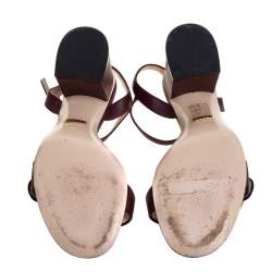 مملوكة مسبقًا صندل غوتشي مارمونت كعب سميك و سير كاحل جلد عنابي مقاس 36