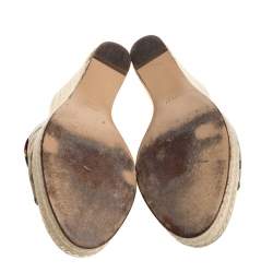 مملوكة مسبقًا صندل سلايد غوتشي مقدمة مفتوحة و كعب روكي إسبادريل كانفاس جي جي بيج مقاس 40