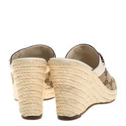 مملوكة مسبقًا صندل سلايد غوتشي مقدمة مفتوحة و كعب روكي إسبادريل كانفاس جي جي بيج مقاس 40