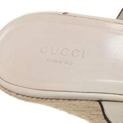 مملوكة مسبقًا صندل سلايد غوتشي مقدمة مفتوحة و كعب روكي إسبادريل كانفاس جي جي بيج مقاس 40