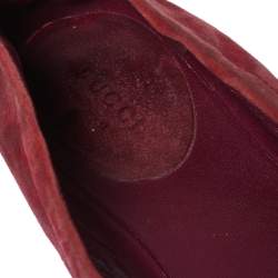 Pre Owned Gucci Burgundy Suede And Patent Leather Bamboo Horsebit Ballet Flats Size 39