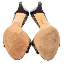 مملوكة مسبقًا صندل سلايد غوتشي هيستريا كانفاس جي جي كريستال أزرق كحلي مقاس 39