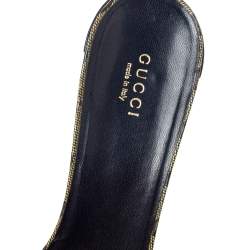 مملوكة مسبقًا صندل سلايد غوتشي هيستريا كانفاس جي جي كريستال أزرق كحلي مقاس 39