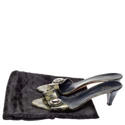 مملوكة مسبقًا صندل سلايد غوتشي هيستريا كانفاس جي جي كريستال أزرق كحلي مقاس 39