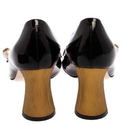 مملوكة مسبقًا Gucci Black Patent Leather Pearl Detail Mary Jane Pumps Size 39