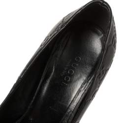 Pre Owned Gucci Black Guccissima Leather Kristen Bamboo Heel Pointed Toe Pumps Size 36