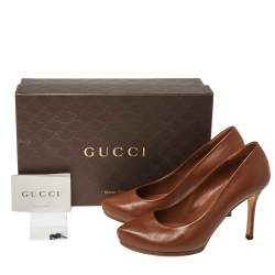 Gucci Brown Leather Pointed Toe Pumps Size 38
