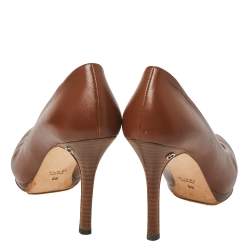Gucci Brown Leather Pointed Toe Pumps Size 38