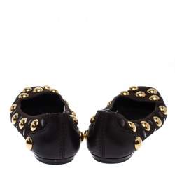 Gucci Brown Suede Studded 'Babouska' Flats Size 37.5