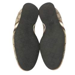 Pre Owned حذاء رياضى غوتشى منخفض من أعلى ويب جلد وكانفاس سوبريم ذهبى / بيج مقاس 39