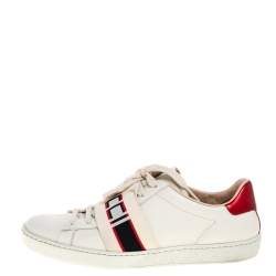 مملوكة مسبقًا حذاء رياضى غوتشى منخفض من أعلى باند غوتشى أيس جلد أحمر / أبيض مقاس 37.5