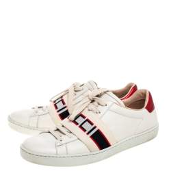 مملوكة مسبقًا حذاء رياضى غوتشى منخفض من أعلى باند غوتشى أيس جلد أحمر / أبيض مقاس 37.5