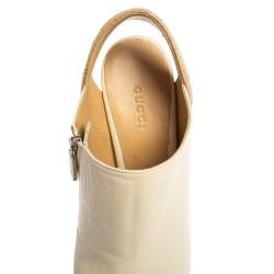 مملوكة مسبقًا Gucci White Leather Wedge Platform Espadille Sandals Size 40