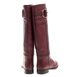 مملوكة مسبقًا حذاء بوت فوق ركبة غوتشى جلد أحمر مقاس 37.5