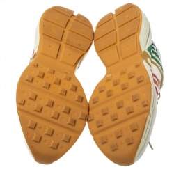 Pre Owned Gucci White Leather Glitter Rhyton Lace Up Sneakers Size 40