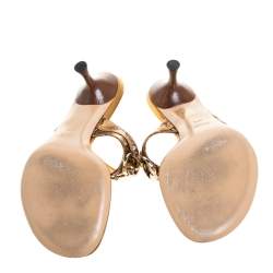 مملوكة مسبقًا Gucci Gold Guccissima Leather Horsebit Slide Thong Sandals Size 37C