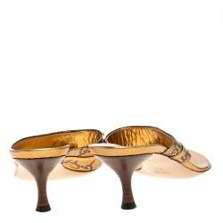 مملوكة مسبقًا Gucci Gold Guccissima Leather Horsebit Slide Thong Sandals Size 37C