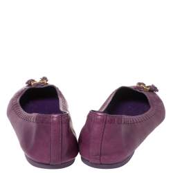 مملوكة مسبقًا حذاء فلات باليه غوتشى شراشيب جلد بنفسجى مقاس 38.5