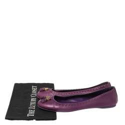 مملوكة مسبقًا حذاء فلات باليه غوتشى شراشيب جلد بنفسجى مقاس 38.5