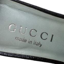 Gucci Vintage Black Snakeskin Ankle Cuff Open Toe Sandals Size 36