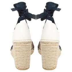 مملوكة مسبقًا Gucci Multicolor Canvas Lilibeth Web Platform Wedge Sandals Size 38