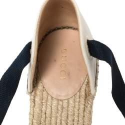 مملوكة مسبقًا Gucci Multicolor Canvas Lilibeth Web Platform Wedge Sandals Size 38