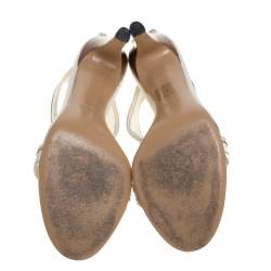 Pre Owned Gucci White Leather GG Interlocking Open Toe Sandals Size 40