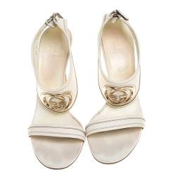 Pre Owned Gucci White Leather GG Interlocking Open Toe Sandals Size 40