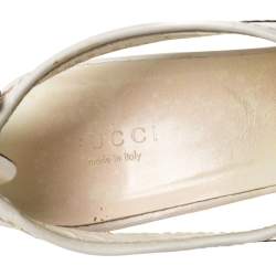 Pre Owned Gucci White Leather GG Interlocking Open Toe Sandals Size 40