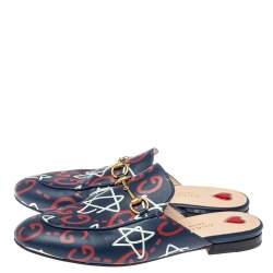 Pre Owned حذاء مولز غوتشى برنستاون أبولو ستار جلد كحلى مقاس 38