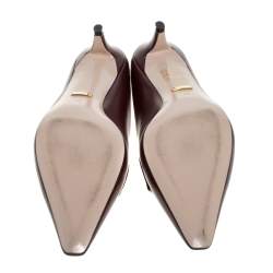 مملوكة مسبقًا Gucci Burgundy Leather Interlocking G Horsebit Pointed Toe Mules Size 40