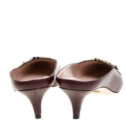 مملوكة مسبقًا Gucci Burgundy Leather Interlocking G Horsebit Pointed Toe Mules Size 40