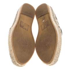 مملوكة مسبقًا Gucci Beige/Black Coated Canvas and Leather Bee Espadrilles Size 36.5