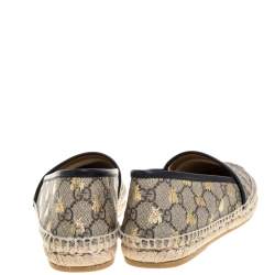 مملوكة مسبقًا Gucci Beige/Black Coated Canvas and Leather Bee Espadrilles Size 36.5
