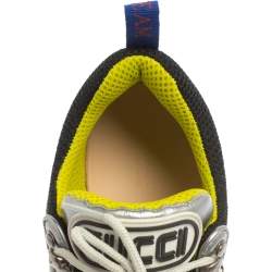 Gucci Silver/Black Leather And Mesh Flashtrek Low Top Sneakers Size 37