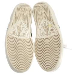 مملوكة مسبقًا حذاء رياضى غوتشى منخفض لأعلى أيس نحلة مطرز جلد أبيض مقاس 37