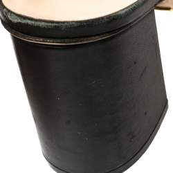 Pre Owned Gucci Black Leather GG Marmont Block Heel Ankle Strap Sandals Size 38