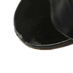 Pre Owned Gucci Black Leather GG Marmont Block Heel Ankle Strap Sandals Size 38