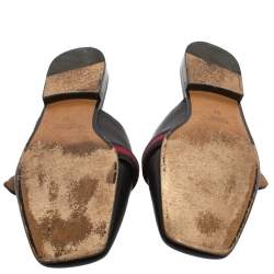 مملوكة مسبقًا Gucci Black Leather Web Double G Logo Mules Size 37