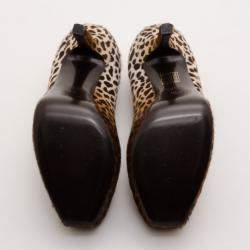 Gucci Leopard Print Calf-Hair Platform Pumps Size 36.5