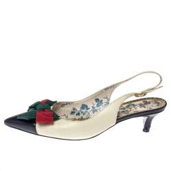 Pre Owned Gucci White Leather Jane Bow Slingback Sandals Size 37