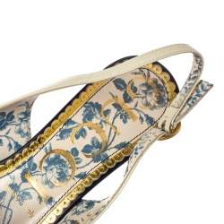 Pre Owned Gucci White Leather Jane Bow Slingback Sandals Size 37