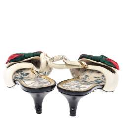 Pre Owned Gucci White Leather Jane Bow Slingback Sandals Size 37