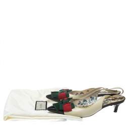 Pre Owned Gucci White Leather Jane Bow Slingback Sandals Size 37