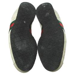 Pre Owned حذاء رياضى غوتشى منخفض من أعلى ويب سويدى وجلد غوتشيسما أبيض مقاس 37